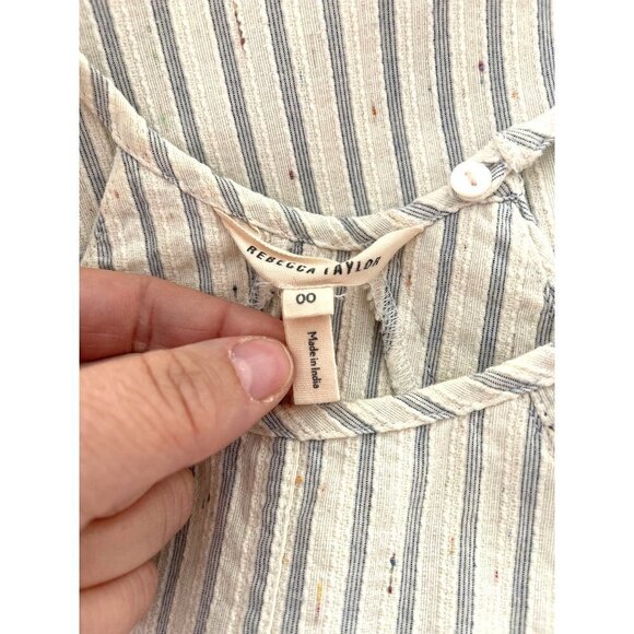 Rebecca Taylor La Vie Halter Dress Womens Size 00 Cotton Striped Ruffle India - Picture 5 of 13